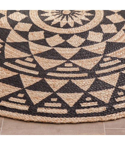 Anji Mountain Pippin Black & Tan Jute Rug Anji Mountain 6' Round Pippin Black & Tan Jute Rug