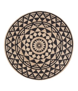 Anji Mountain 8' Round Carousel Tribal Multi Star Screen Print Rug