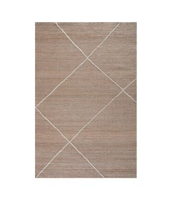 Anji Mountain 5' x 7' Parallel Lines Carpet Weave Natural with Ivory Wool Stripe Rug