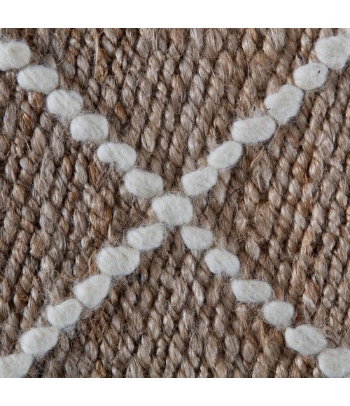 Anji Mountain 8' x 10' Parallel Lines Natural with Ivory Wool Stripe Rug