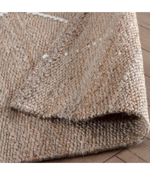 Anji Mountain 8' x 10' Parallel Lines Natural with Ivory Wool Stripe Rug