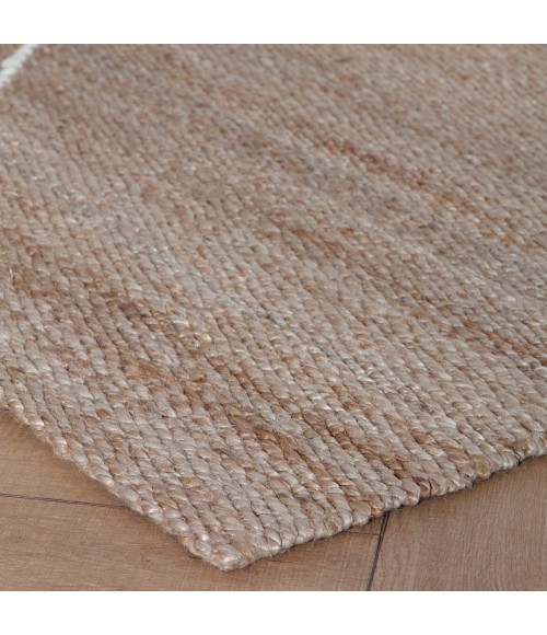 Anji Mountain 8' x 10' Parallel Lines Natural with Ivory Wool Stripe Rug