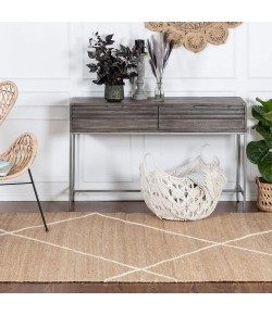 Anji Mountain Anji Mountain 8' x 10' Parallel Lines Carpet Weave Natural with Ivory Wool Stripe Rug