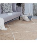 Anji Mountain 8' x 10' Parallel Lines Natural with Ivory Wool Stripe Rug