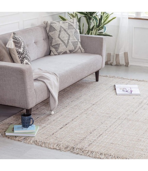 Anji Mountain Sallisaw Tan Jute And Wool Rug Anji Mountain 5' x 7' Sallisaw Tan Jute and Wool Rug