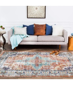 Anji Mountain Anji Mountain 4' x 6' Taftan Burnt Orange Medallion Polyester Chindi Rug