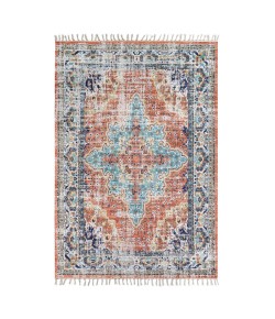 Anji Mountain 5' x 7'6" Taftan Burnt Orange Medallion Polyester Chindi Rug