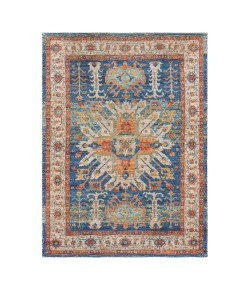 Anji Mountain Anji Mountain 6' Round Orange Blue Medallion Jute/Chenille Rug