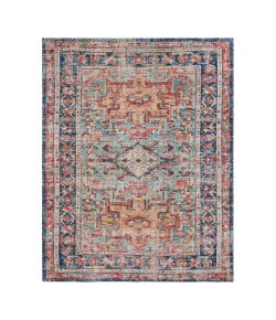 Anji Mountain Anji Mountain 6' Round Chaloon Light Blue Red Medallion Jute/Chenille Rug