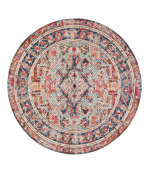 Anji Mountain 6' Round Chaloon Distressed Rug