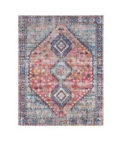 Anji Mountain 7'6" x 9' Lenjan Blue Red Tri-Diamonde Medallion Jute/Chenille Rug