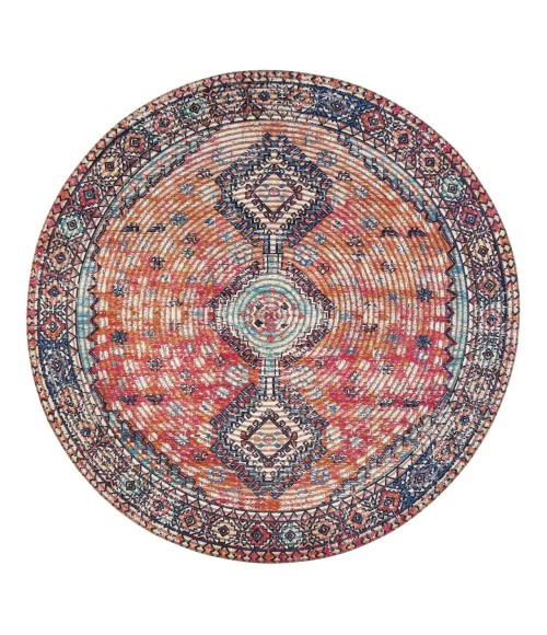 Anji Mountain 8' Round Lenjan Distressed Rug