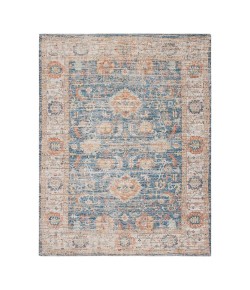 Anji Mountain 6' Round Blue Floral Ivory Border Jute/Chenille Rug