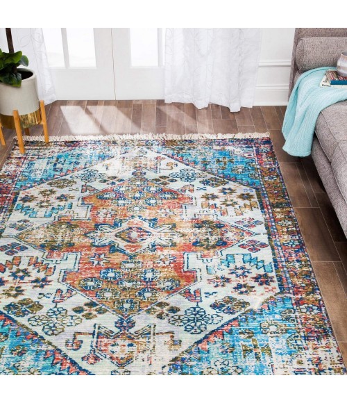 Anji Mountain Gilan Orange Medallion Distressed Rug Anji Mountain 5' x 7' Gilan Orange Medallion Distressed Rug