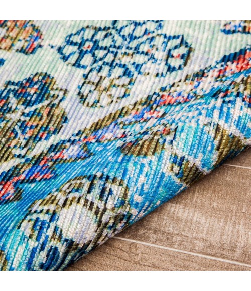 Anji Mountain Gilan Orange Medallion Distressed Rug Anji Mountain 5' x 7' Gilan Orange Medallion Distressed Rug