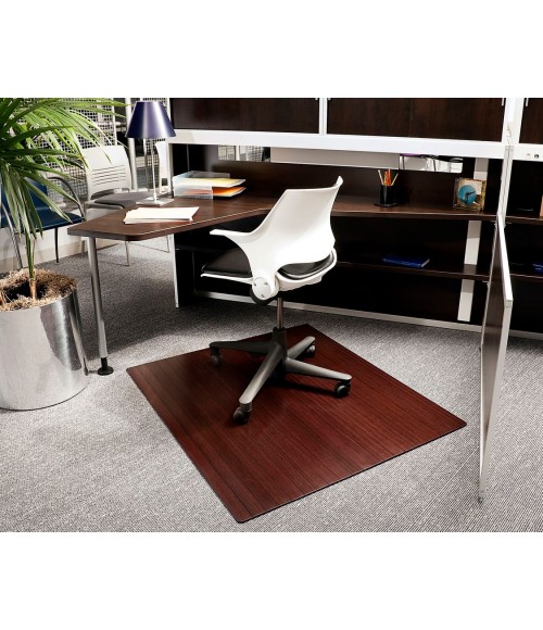 48X42 Dark Cherry Standard Bamboo Chair Mat no lip - Rugs Town 48" x 42" Dark Cherry Standard Bamboo Chair Mat no lip