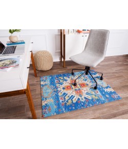 Anji Mountain 36 in. X 48 in. Las Cruces Blue & Orange 1/2 in. Rug ft. d Chair Mat 