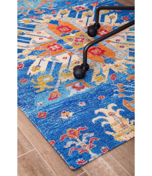 36X48 Las Cruces Blue & Orange 1/2 Rug'd Chair Mat - Rugs Town 36" x 48" Las Cruces Blue & Orange 1/2" Rug'd Chair Mat