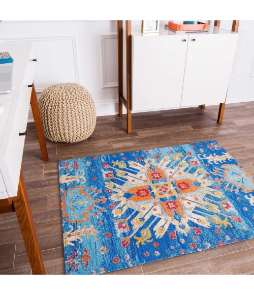 Anji Mountain Chair Mat ® Rug Anji Mountain 36" x 48" Las Cruces Blue & Orange 1/4" Rug'd Chair Mat ®