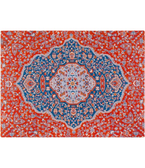 36X48 Meknes Red & Blue 1/2 Rug'd Chair Mat - Rugs Town 36" x 48" Meknes Red & Blue 1/2" Rug'd Chair Mat