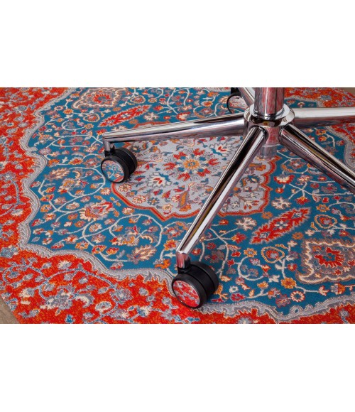 36X48 Meknes Red & Blue 1/2 Rug'd Chair Mat - Rugs Town 36" x 48" Meknes Red & Blue 1/2" Rug'd Chair Mat