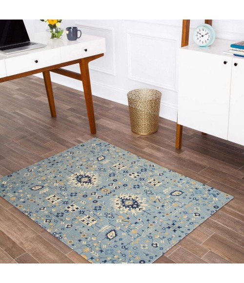 Anji Mountain 40" x 54" Tabriz Blue & Beige 1/2" Rug'd Chair Mat ®