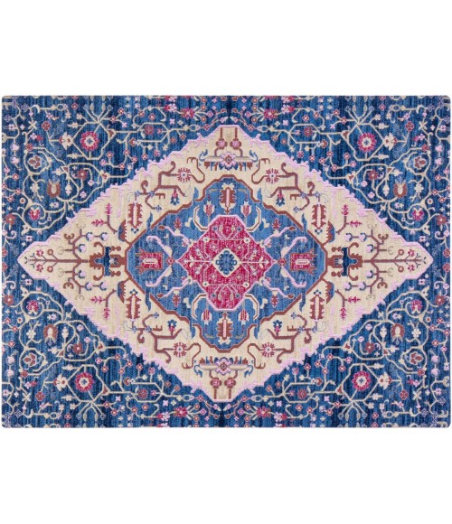 36X48 Porto Blue & Red 1/2 Rug'd Chair Mat - Rugs Town 36" x 48" Porto Blue & Red 1/2" Rug'd Chair Mat