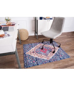 Anji Mountain 36 in. X 48 in. Porto Blue & Red 1/2 in. Rug ft. d Chair Mat 