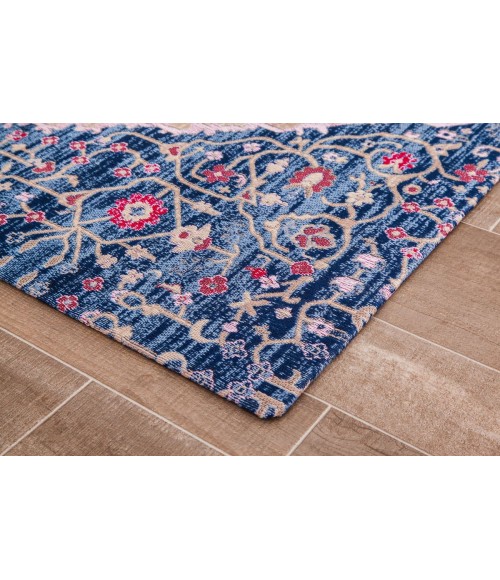 36X48 Porto Blue & Red 1/2 Rug'd Chair Mat - Rugs Town 36" x 48" Porto Blue & Red 1/2" Rug'd Chair Mat