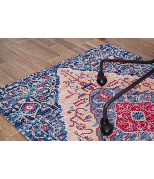 36X48 Porto Blue & Red 1/2 Rug'd Chair Mat - Rugs Town 36" x 48" Porto Blue & Red 1/2" Rug'd Chair Mat