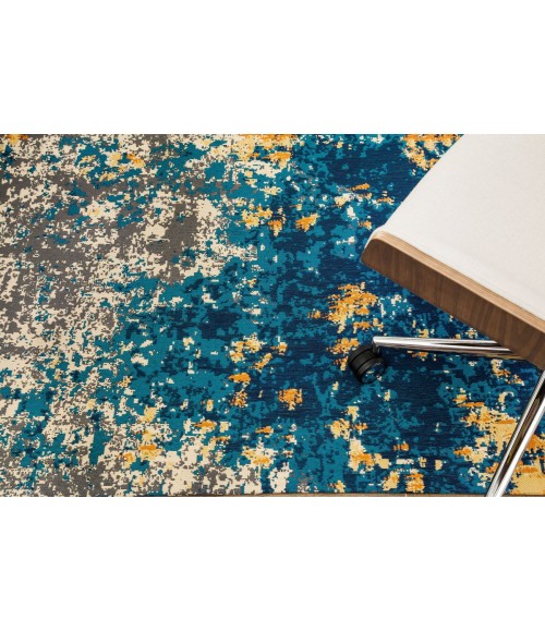 36X48 Bilbao Blue & Orange 1/2 Rug'd Chair Mat - Rugs Town 36" x 48" Bilbao Blue & Orange 1/2" Rug'd Chair Mat