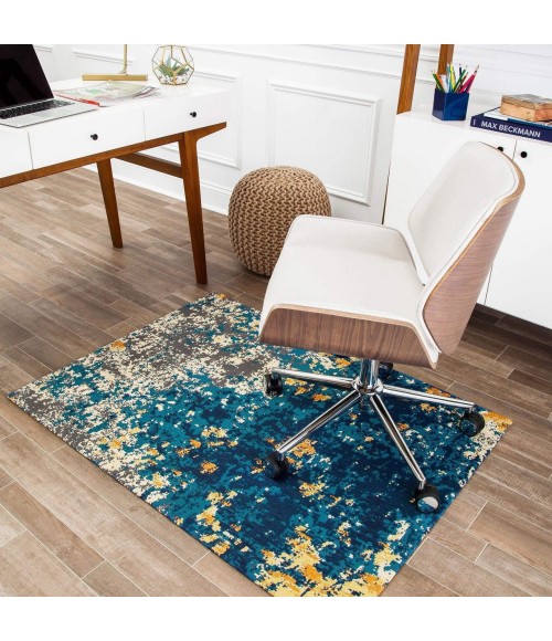 Anji Mountain Chair Mat ® Rug Anji Mountain 40" x 54" Bilbao Blue & Orange 1/2" Rug'd Chair Mat ®