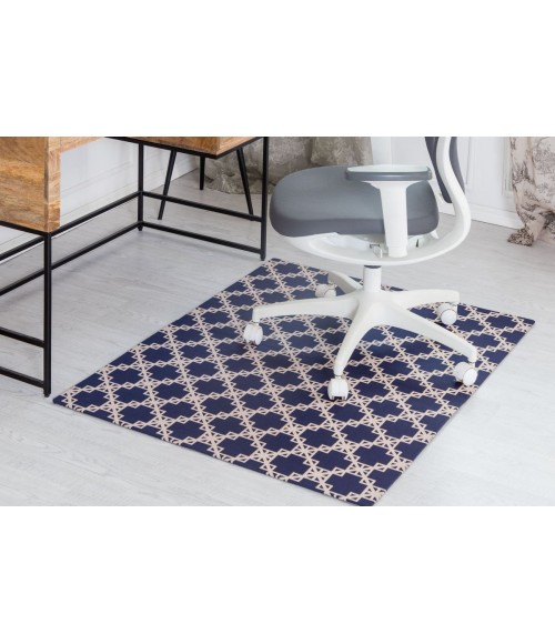 36X48 Aberdeen Navy Blue & Tan 1/2 Rug'd Chair Mat - Rugs Town 36" x 48" Aberdeen Navy Blue & Tan 1/2" Rug'd Chair Mat