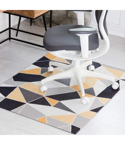 Anji Mountain Chair Mat ® Rug Anji Mountain 36" x 48" Figueres Yellow & Gray 1/4" Rug'd Chair Mat ®