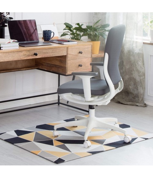 Anji Mountain Chair Mat ® Rug Anji Mountain 36" x 48" Figueres Yellow & Gray 1/4" Rug'd Chair Mat ®