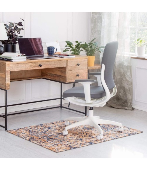 Anji Mountain 36" x 48" Onondaga Blue & Orange 1/4" Rug'd Chair Mat ®