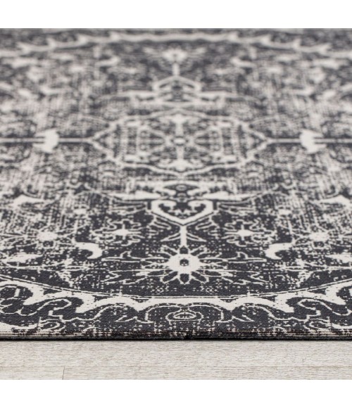 36X48 La Cienega Black & White 1/4 Rug'd Chair Mat - Rugs Town 36" x 48" La Cienega Black & White 1/4" Rug'd Chair Mat