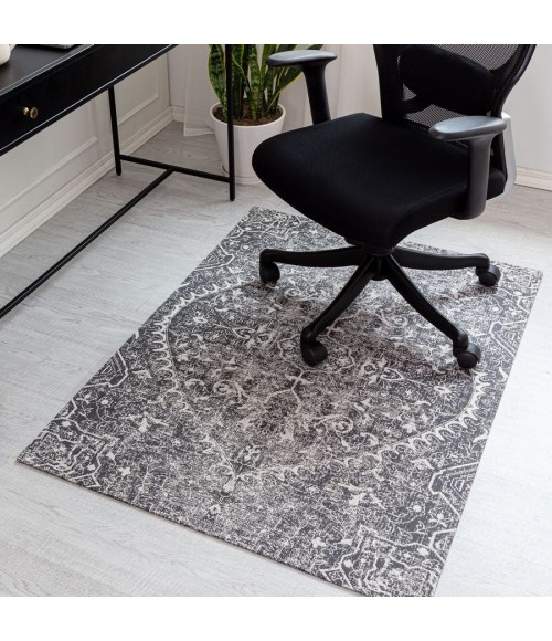 36X48 La Cienega Black & White 1/4 Rug'd Chair Mat - Rugs Town 36" x 48" La Cienega Black & White 1/4" Rug'd Chair Mat