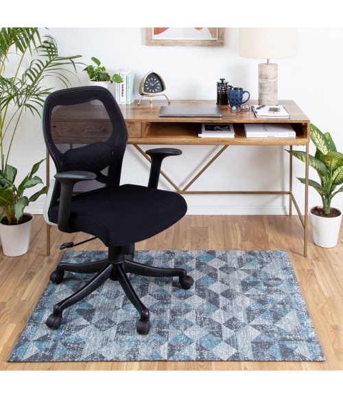 36X48 Tromso Blue & Gray 1/2 Rug'd Chair Mat - Rugs Town 36" x 48" Tromso Blue & Gray 1/2" Rug'd Chair Mat