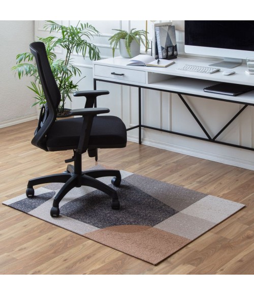 40X54 Riverstone Brown & Beige 1/2 Rug'd Chair Mat - Rugs Town 40" x 54" Riverstone Brown & Beige 1/2" Rug'd Chair Mat