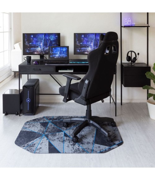 36X48 Cracked Ice Blue LED Gaming Rug'd Chair Mat - Rugs Town 36" x 48" Cracked Ice Blue LED Gaming Rug'd Chair Mat
