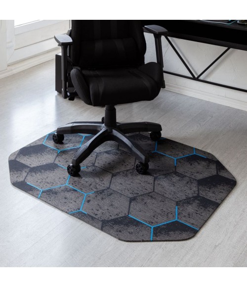36X48 Kaleidoscope Blue LED Gaming Rug'd Chair Mat - Rugs Town 36" x 48" Kaleidoscope Blue LED Gaming Rug'd Chair Mat