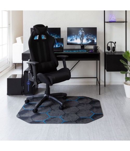 36X48 Kaleidoscope Blue LED Gaming Rug'd Chair Mat - Rugs Town 36" x 48" Kaleidoscope Blue LED Gaming Rug'd Chair Mat