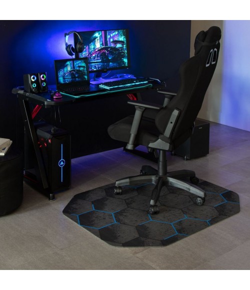 36X48 Kaleidoscope Blue LED Gaming Rug'd Chair Mat - Rugs Town 36" x 48" Kaleidoscope Blue LED Gaming Rug'd Chair Mat