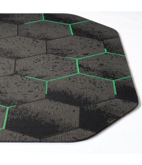 36X48 Kaleidoscope Green LED Gaming Rug'd Chair Mat - Rugs Town 36" x 48" Kaleidoscope Green LED Gaming Rug'd Chair Mat