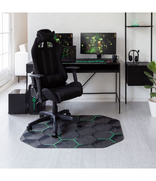 36X48 Kaleidoscope Green LED Gaming Rug'd Chair Mat - Rugs Town 36" x 48" Kaleidoscope Green LED Gaming Rug'd Chair Mat