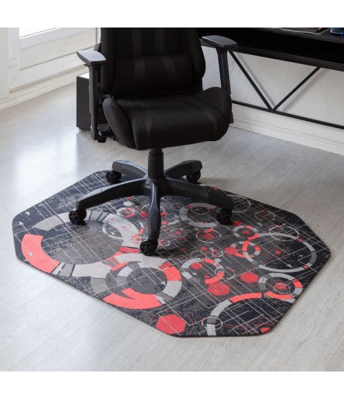 36X48 Refracted Red LED Gaming Rug'd Chair Mat - Rugs Town 36" x 48" Refracted Red LED Gaming Rug'd Chair Mat