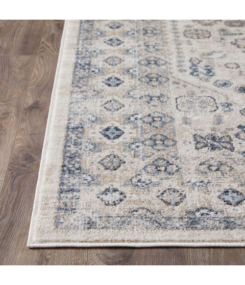 Loomaknoti Kehleigh Awester Cream/Blue EK018 2 ft. X 3 ft. Rectangle Rug