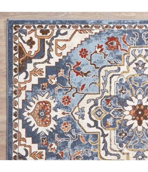 Loomaknoti Alsbrooke Zailorn Blue/Cream EA006 6 ft. 7 in. X 9 ft. 2 in. Rectangle Rug