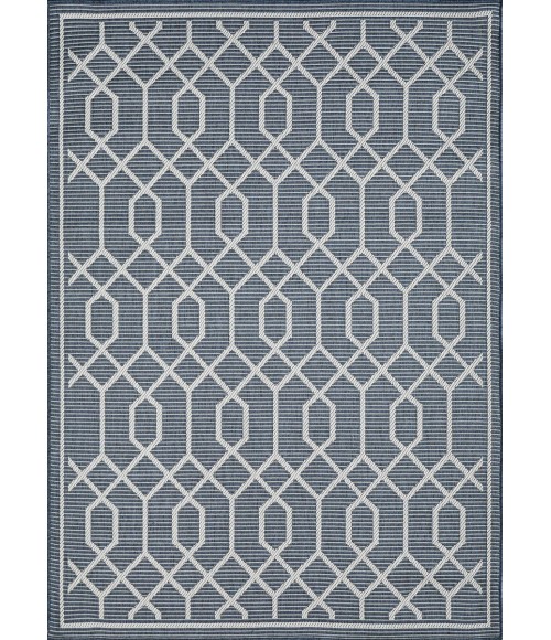 Loomaknoti Breyleigh Chendler Blue/Cream EB001 5 ft. 3 in. X 7 ft. 3 in. Rectangle Rug